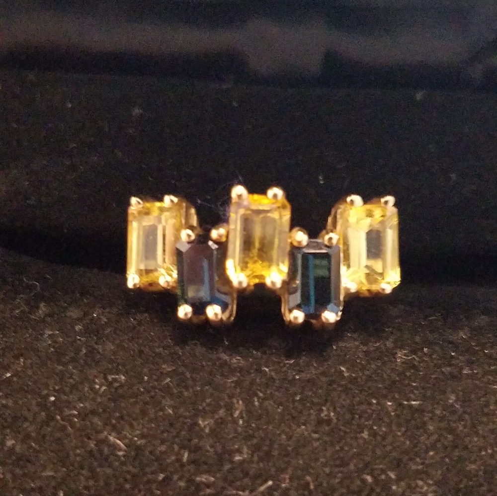 Woman's Sapphire and Citrine ring
